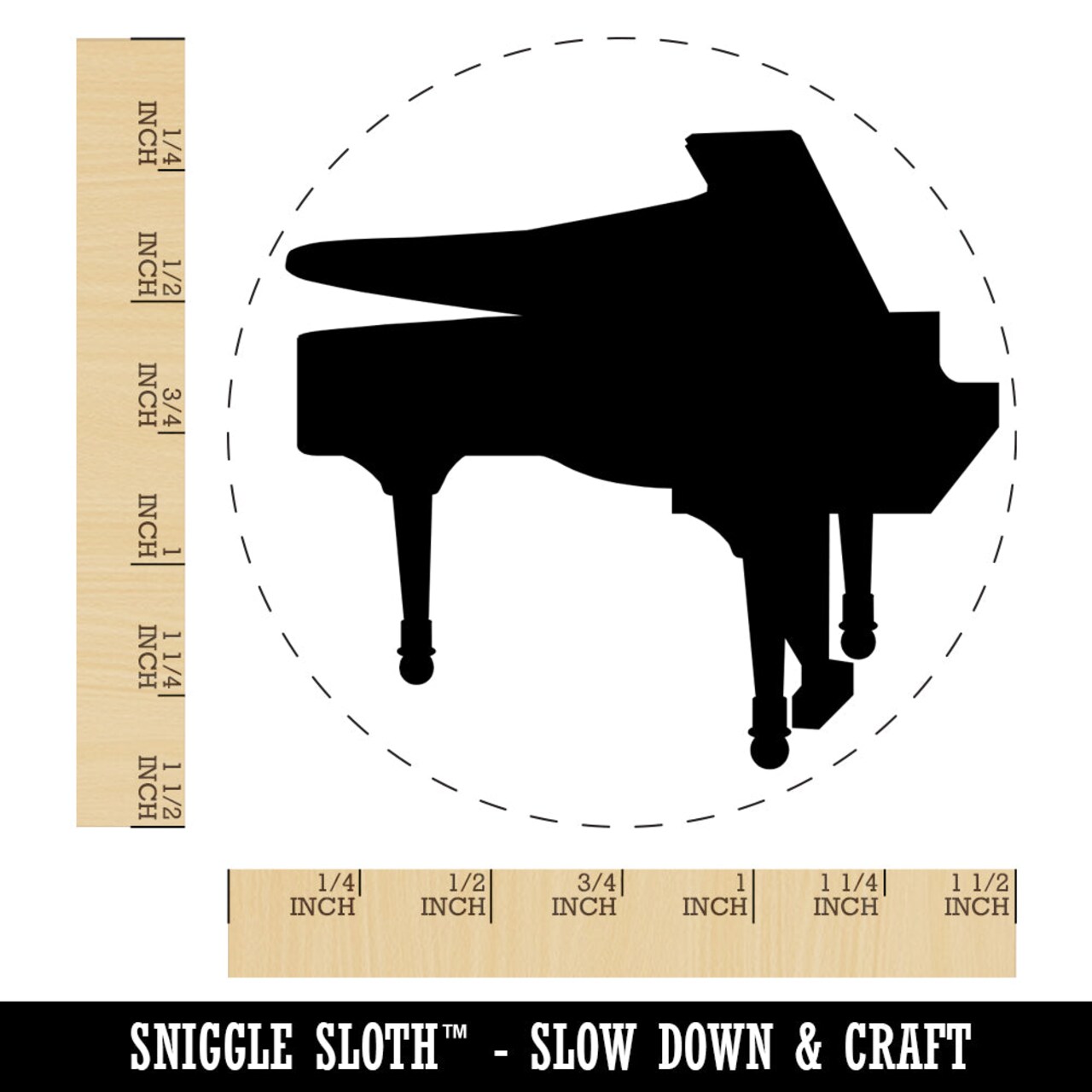 Grand Piano Music Instrument Silhouette Self-Inking Rubber Stamp for Stamping Crafting Planners